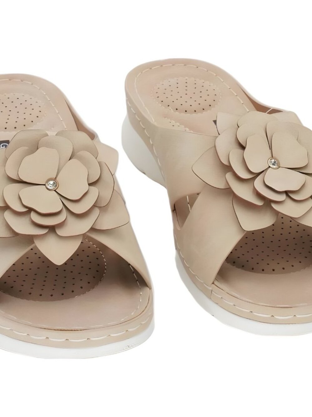 GC Shoes Womens Claire Flower Tan Slide Sandal 9M